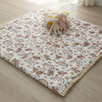 Rainbow Meadow print hand block-printed reversible cotton voile kids quilt (razai) – lifestyle - bed