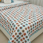 Sunshine print hand block-printed reversible cotton voile kids quilt (razai) – reverse side