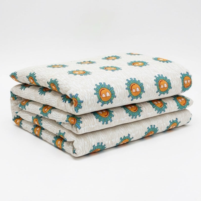Sunshine print hand block-printed reversible cotton voile kids quilt (razai) – additional lifestyle