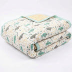 Submarine print hand block-printed reversible cotton voile kids quilt (razai) – print detail close-up