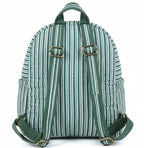 Green Stripe print hand block-printed cotton kids backpack – additional angle