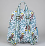 Monkey print hand block-printed cotton kids backpack – additional angle