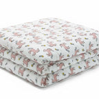 Blush Pony print hand block-printed reversible cotton voile kids quilt (razai) – additional detail