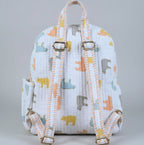 Pastel Bear print hand block-printed cotton kids backpack – additional angle