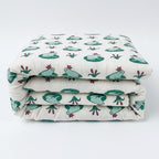 Frog Pond print hand block-printed reversible cotton voile kids quilt (razai) – print detail close-up