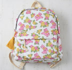 Bunny Floral print hand block-printed cotton kids backpack – additional angle