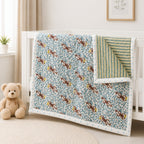 PEXX monkey print reversible cotton baby quilt, 100 x 100 cm — nursery display