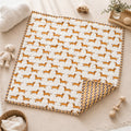 PEXX orange dachshund print reversible cotton baby quilt, 100 x 100 cm — hero full quilt