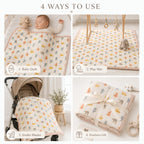 PEXX bear print reversible cotton baby quilt, 100 x 100 cm — four ways to use