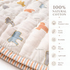 PEXX bear print reversible cotton baby quilt, 100 x 100 cm — cotton material detail