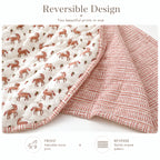 PEXX terracotta unicorn print reversible cotton baby quilt, 100 x 100 cm — reversible design