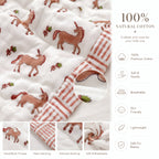 PEXX terracotta unicorn print reversible cotton baby quilt, 100 x 100 cm — cotton material detail