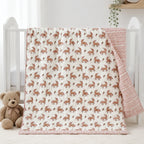 PEXX terracotta unicorn print reversible cotton baby quilt, 100 x 100 cm — nursery display