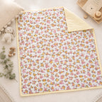 PEXX bunny floral print reversible cotton baby quilt, 100 x 100 cm — hero full quilt