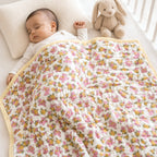PEXX bunny floral print reversible cotton baby quilt, 100 x 100 cm — baby nap lifestyle
