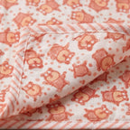 Bear & Circus Animal print hand block-printed cotton muslin baby swaddle set – print B detail