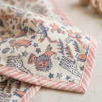 Bear & Circus Animal print hand block-printed cotton muslin baby swaddle set – print A detail