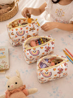 PEXX rainbow butterfly print hand block-printed toiletry pouch set of 3 — stationery and toy use