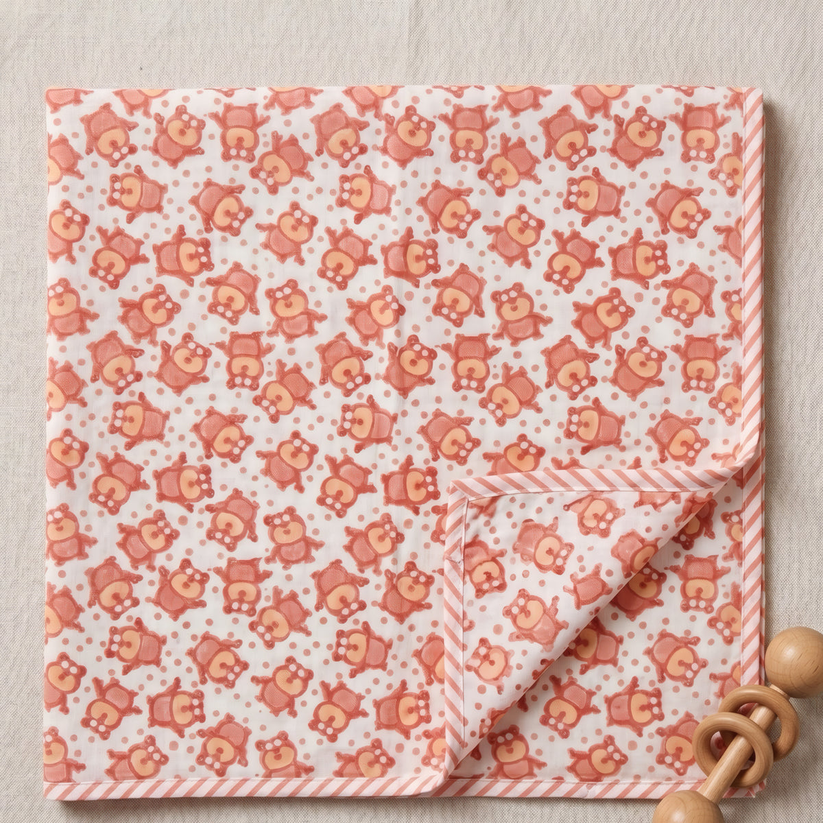 Bear & Circus Animal print hand block-printed cotton muslin baby swaddle set