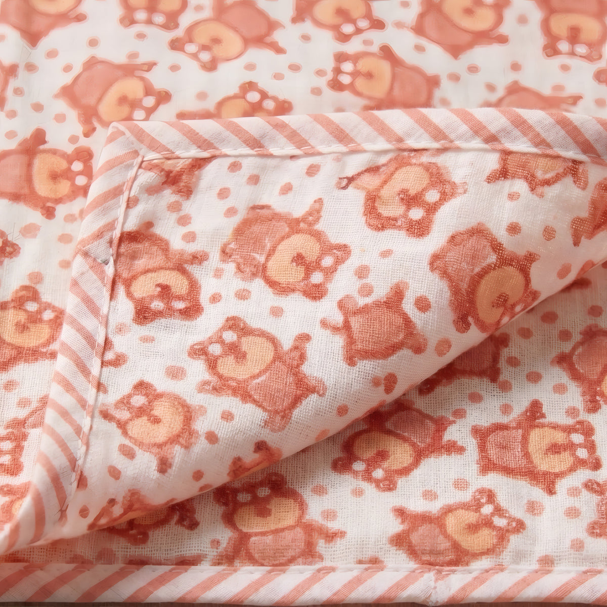 Bear & Circus Animal print hand block-printed cotton muslin baby swaddle set