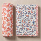 Bear & Circus Animal print hand block-printed cotton muslin baby swaddle set