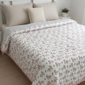 Blush Pony print hand block-printed reversible cotton voile kids quilt (razai) – hero/folded