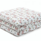 Blush Pony print hand block-printed reversible cotton voile kids quilt (razai) – additional detail