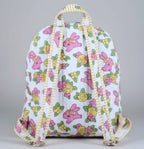 Bunny Floral print hand block-printed cotton kids backpack – flat front, studio