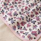 Bunny Floral & Stripe print hand block-printed cotton muslin baby swaddle set