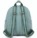 Green Stripe print hand block-printed cotton kids backpack – additional angle