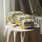 Duck Pond print hand block-printed cotton toiletry pouch set – additional lifestyle