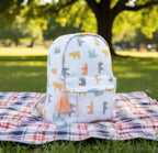 Pastel Bear print hand block-printed cotton kids backpack – 3/4 studio angle