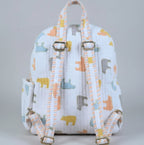 Pastel Bear print hand block-printed cotton kids backpack – additional angle