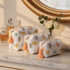 Pastel Bear print hand block-printed cotton toiletry pouch set – additional lifestyle