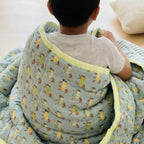 Pony Trail print hand block-printed reversible cotton voile kids quilt (razai) – lifestyle - bed