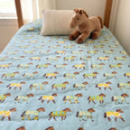 Pony Trail print hand block-printed reversible cotton voile kids quilt (razai) – additional lifestyle