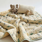 Submarine print hand block-printed reversible cotton voile kids quilt (razai) – lifestyle - bed