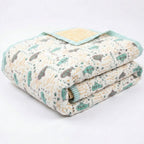 Submarine print hand block-printed reversible cotton voile kids quilt (razai) – print detail close-up