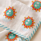 Sunburst & Polka Dot print hand block-printed cotton muslin baby swaddle set