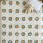 Sunshine print hand block-printed reversible cotton voile kids quilt (razai) – hero/folded