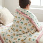 Tiger Jungle print hand block-printed reversible cotton voile kids quilt (razai) – hero/folded