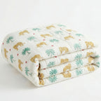 Tiger Jungle print hand block-printed reversible cotton voile kids quilt (razai) – lifestyle - play mat