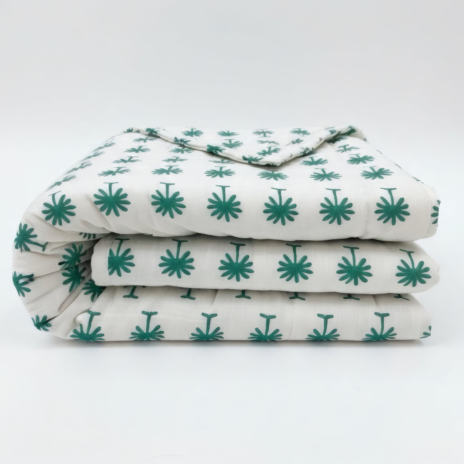 Tiger Jungle print hand block-printed reversible cotton voile kids quilt (razai) – reverse side