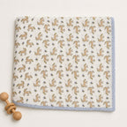 Unicorn & Dolphin print hand block-printed cotton muslin baby swaddle set
